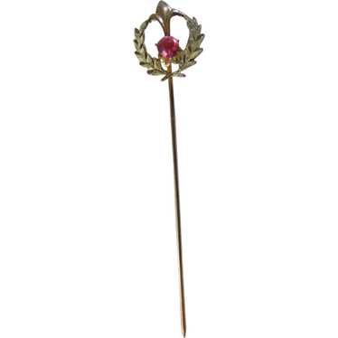 Antique Victorian wreath stick pin 10k Gold - image 1