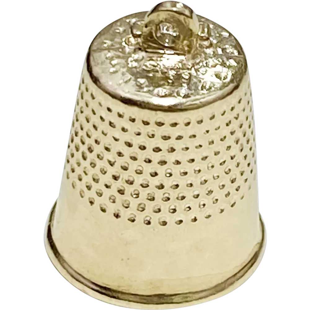 Sewing Thimble Vintage Charm 14K Gold Three-Dimen… - image 1