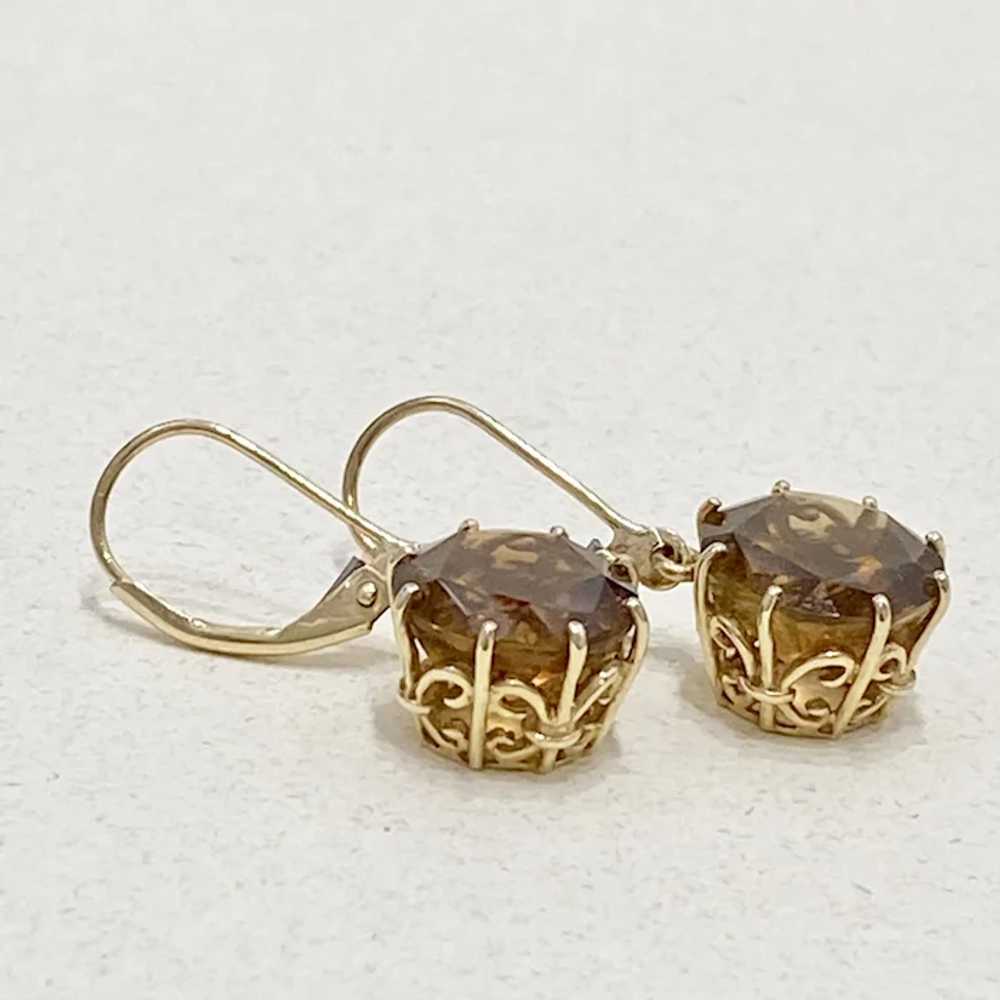 Golden Citrine Vintage Dangle Earrings 14K Gold, … - image 3