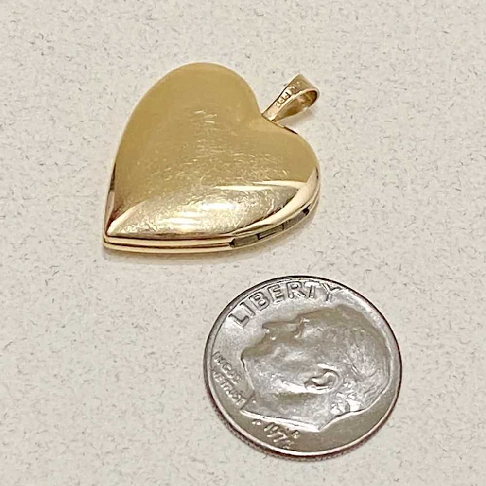Heart Locket Pendant / Charm 14K Gold Paisley Eng… - image 2