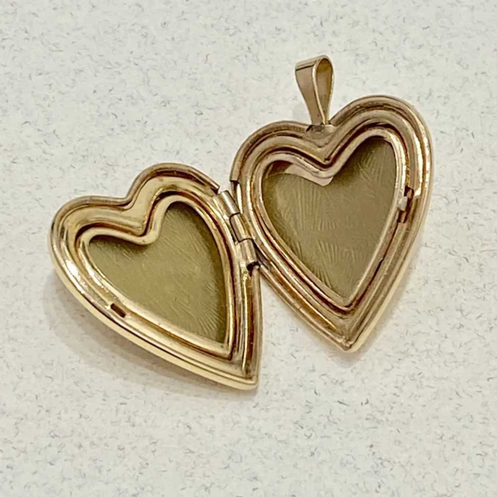 Heart Locket Pendant / Charm 14K Gold Paisley Eng… - image 3