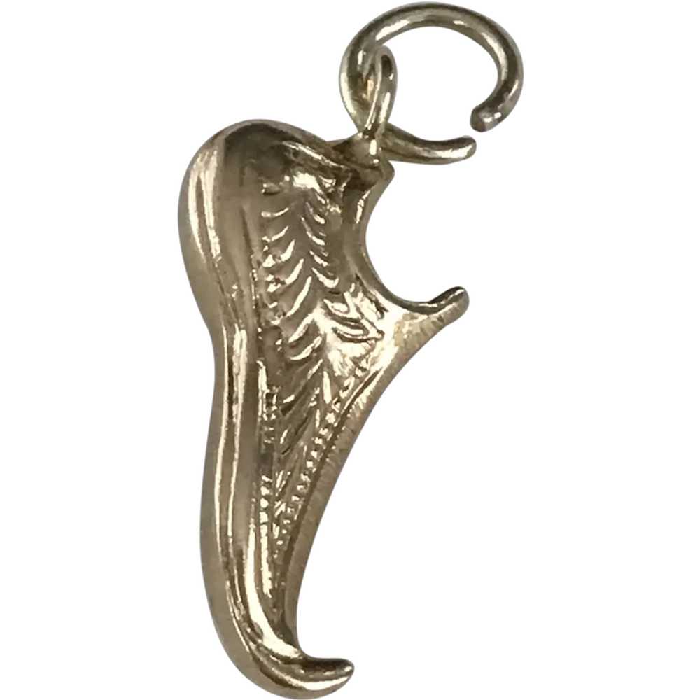 Curled Toe Slipper Vintage Charm 18K Gold Three-D… - image 1