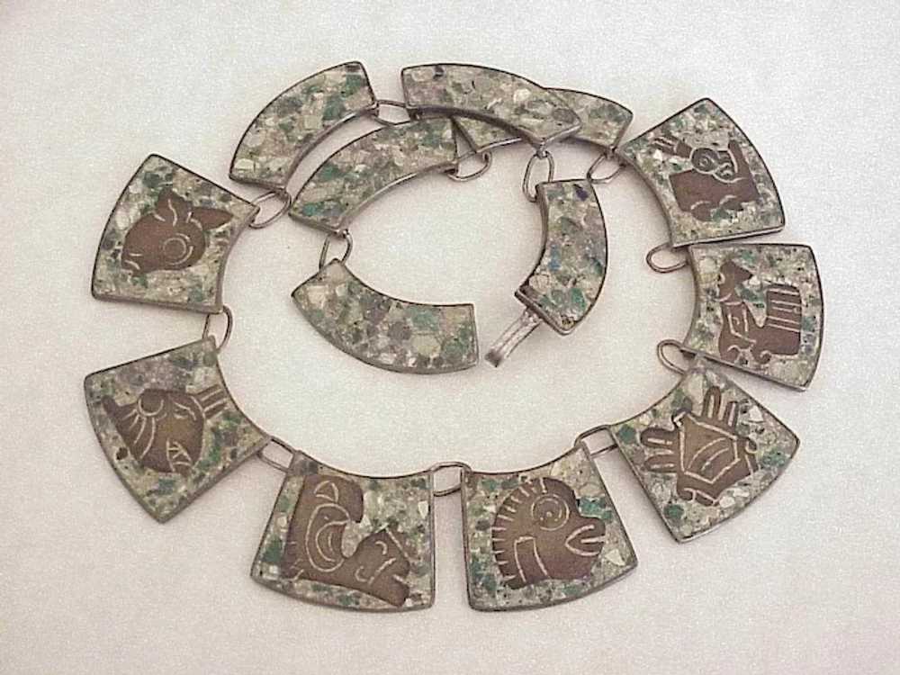 Vintage Mexico Zodiac Parure Sterling Silver & Co… - image 4