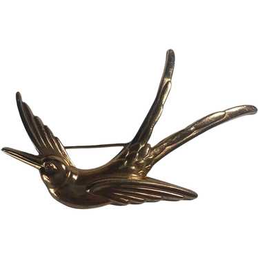 Vintage Coro Sterling Craft Swallow Bird Pin Broo… - image 1