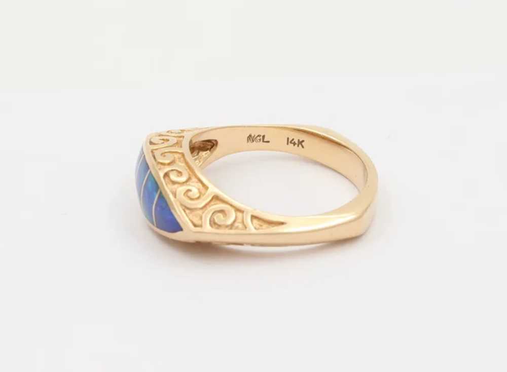Black Opal Doublet Evil Eye Style 14K Gold Ring, … - image 4