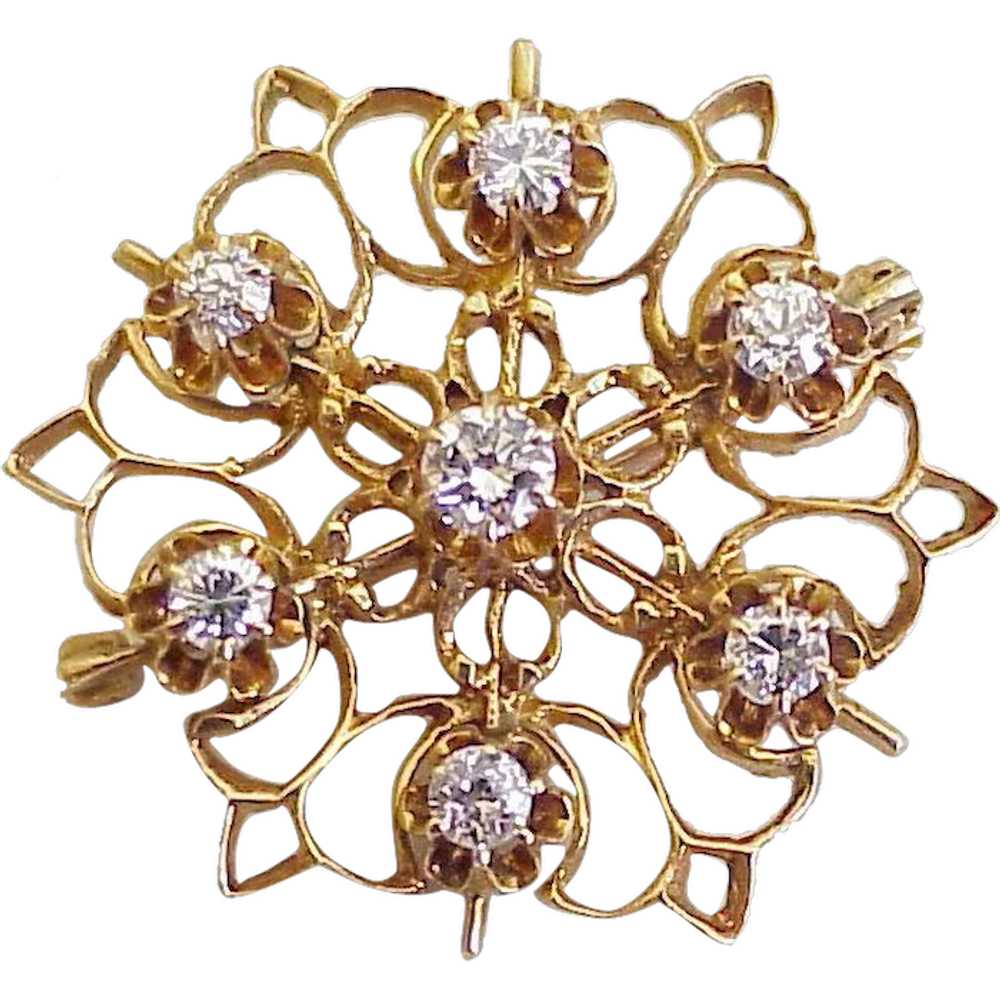 Victorian Revival Diamond Brooch  1.05 Carat Tota… - image 1