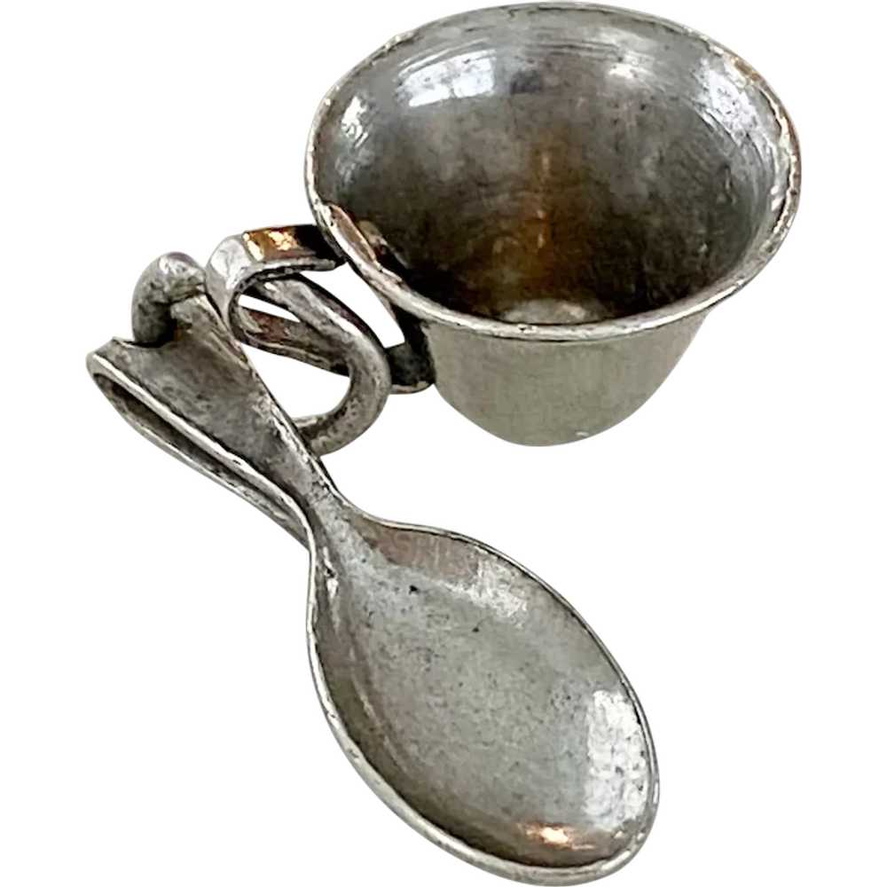 Teacup & Spoon Vintage Charms Sterling Silver Thr… - image 1