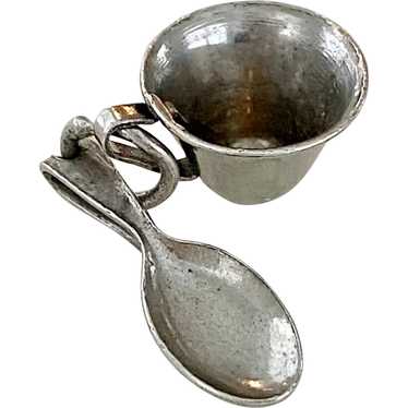 Teacup & Spoon Vintage Charms Sterling Silver Thr… - image 1