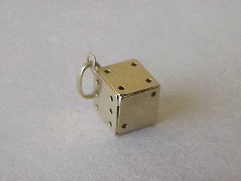 Dice / Die Vintage Charm 14K Gold Three-Dimension… - image 2