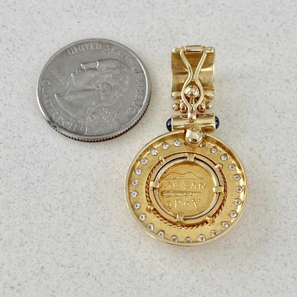 Ancient Roman Coin Copy Pendant 18K Gold, Diamond… - image 2