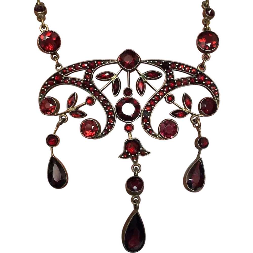 Antique Victorian Bohemian Garnet Necklace Jewele… - image 1