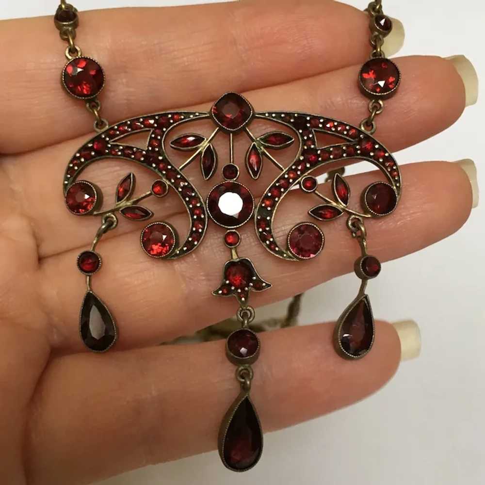 Antique Victorian Bohemian Garnet Necklace Jewele… - image 4