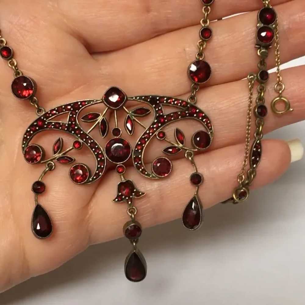Antique Victorian Bohemian Garnet Necklace Jewele… - image 5