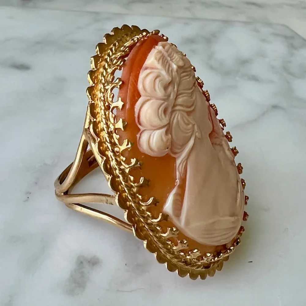 Large Vintage 10K Yellow Gold Shell Cameo Stateme… - image 7