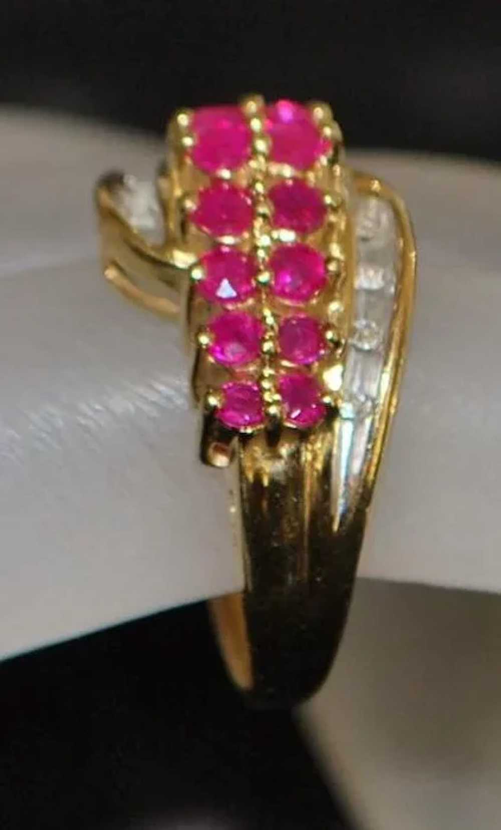 14K Ruby and Diamond Ring - 1980's - image 5