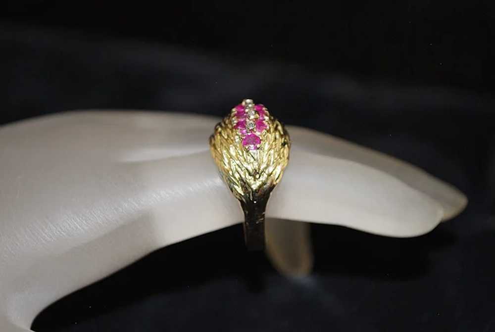 14K Ruby and Diamond Ring - 1970's - image 5