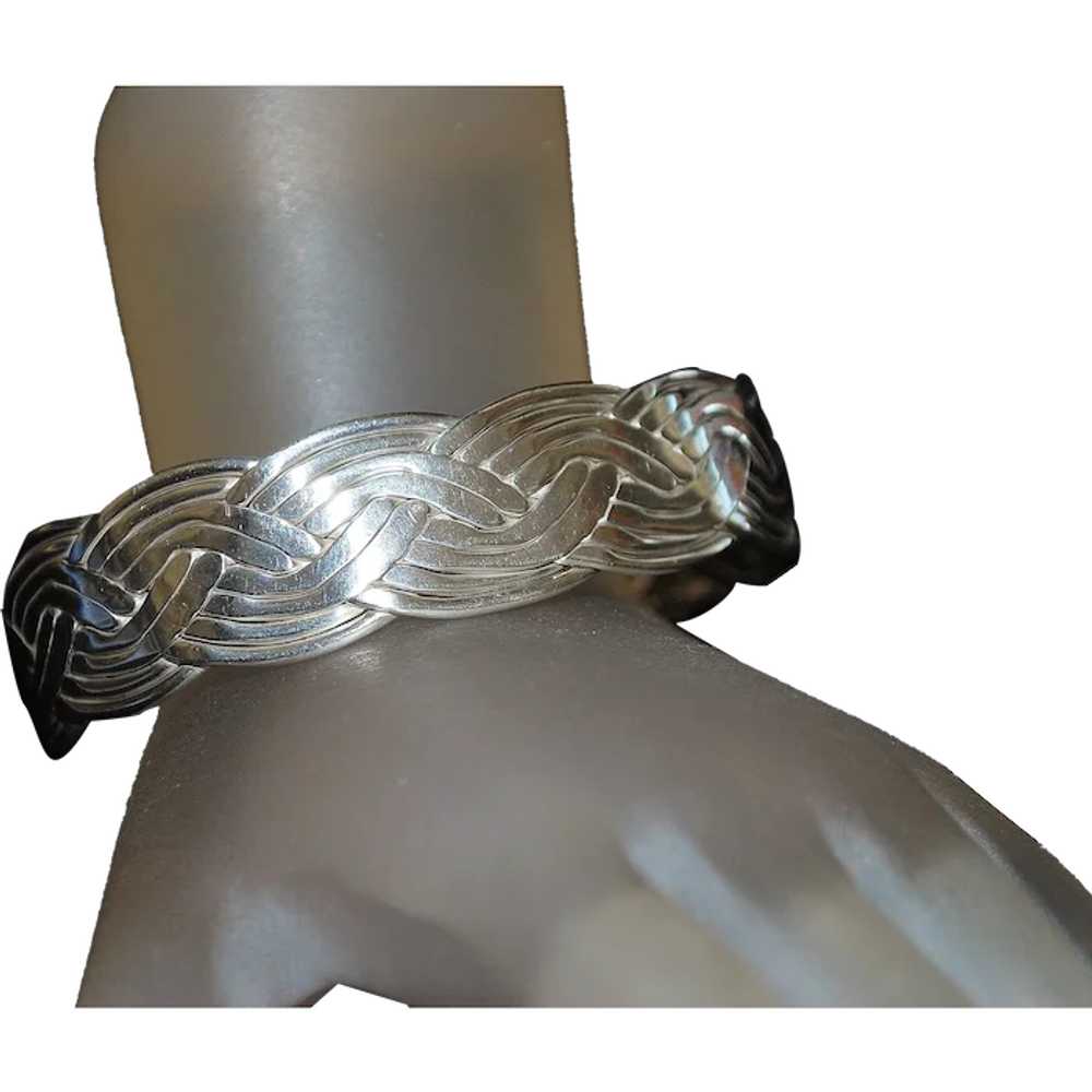 Heavy Sterling Silver Braided Bracelet - 1980's - image 1