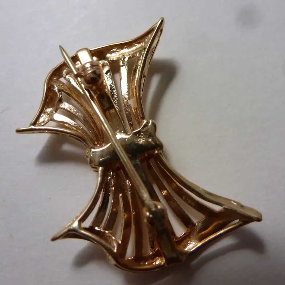 14k Petite Open Bow Pin Brooch - image 3