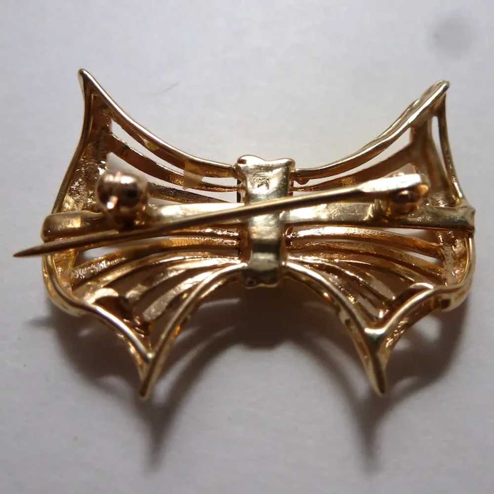 14k Petite Open Bow Pin Brooch - image 5