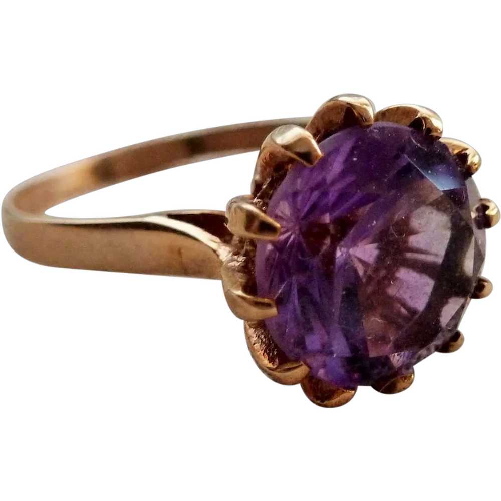 14k Amethyst Solitaire Ring Size 9 - image 1
