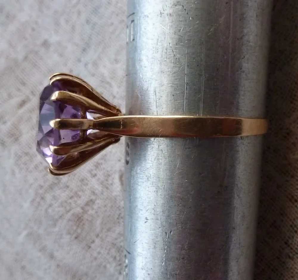 14k Amethyst Solitaire Ring Size 9 - image 4