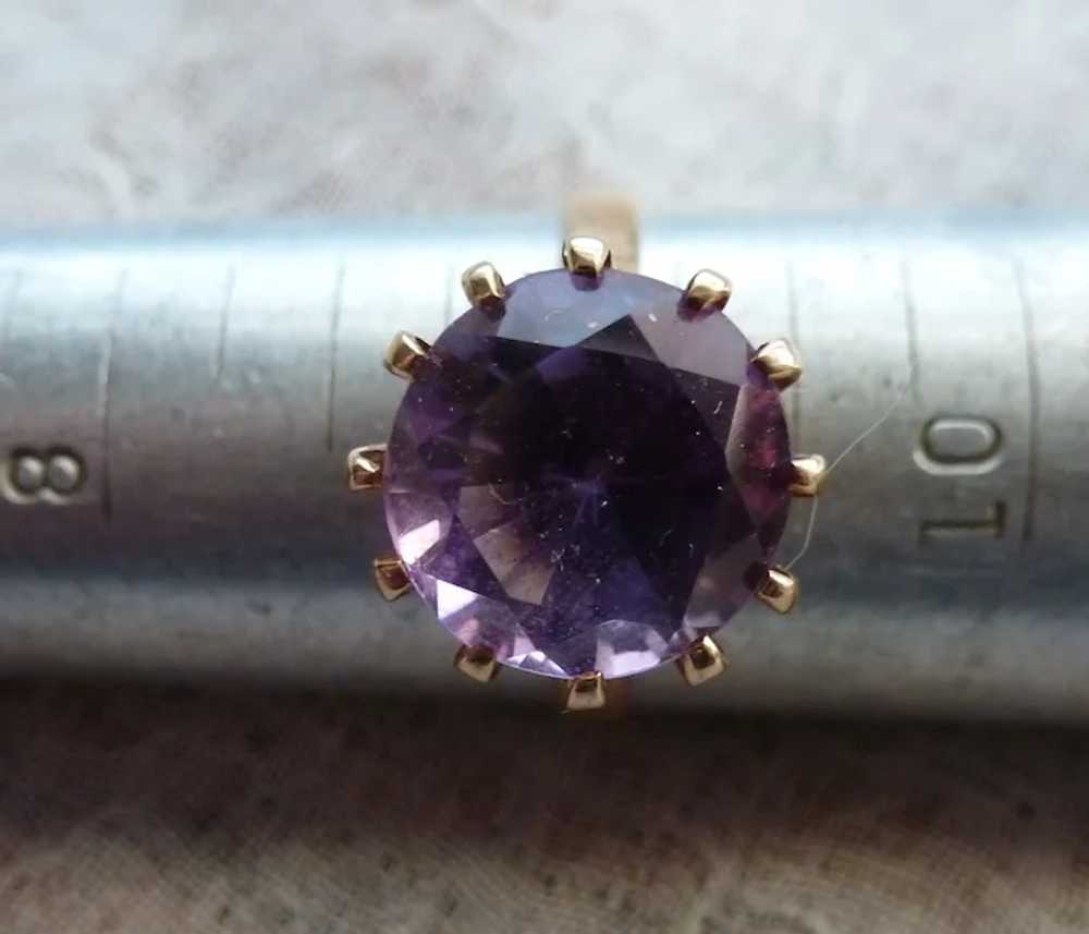 14k Amethyst Solitaire Ring Size 9 - image 5