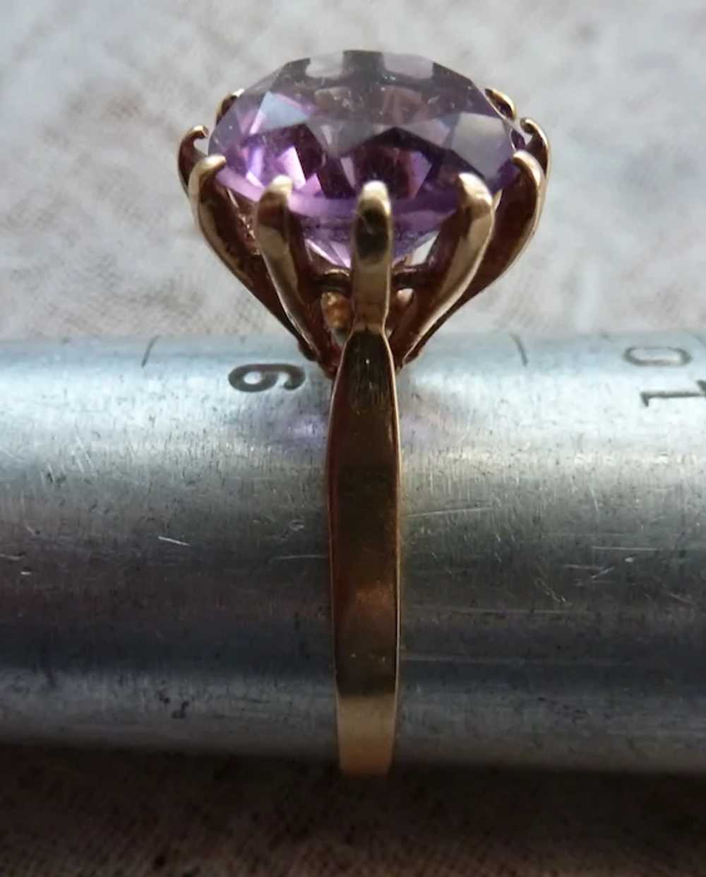 14k Amethyst Solitaire Ring Size 9 - image 6