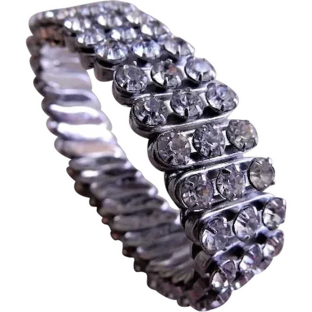 Vintage Diamond Rhinestone Expandable Bracelet - image 1
