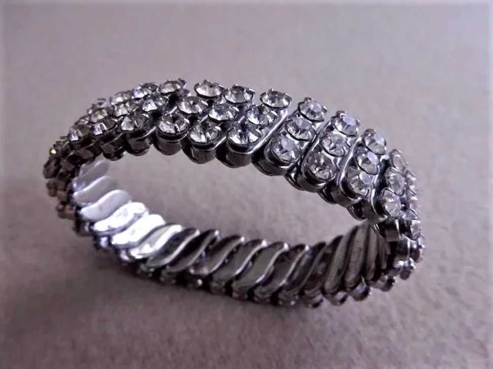 Vintage Diamond Rhinestone Expandable Bracelet - image 2