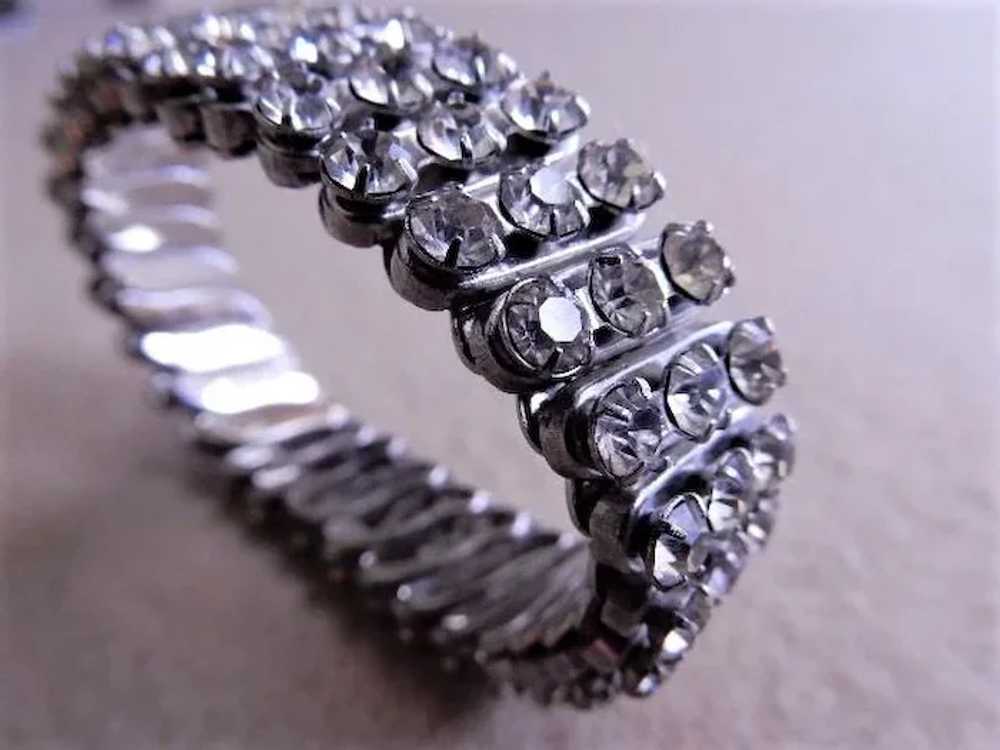 Vintage Diamond Rhinestone Expandable Bracelet - image 3
