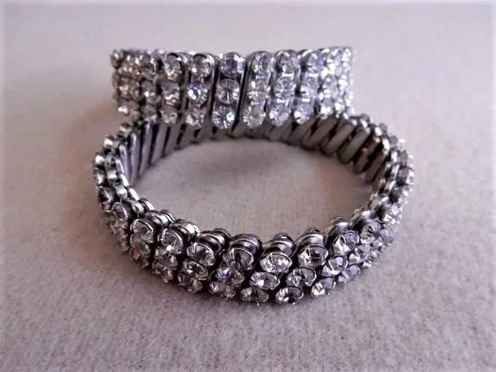 Vintage Diamond Rhinestone Expandable Bracelet - image 4