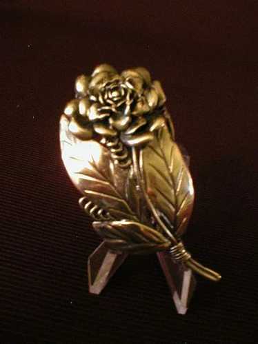 Hobe Sterling Floral Bouquet Brooch w/Large Rose a