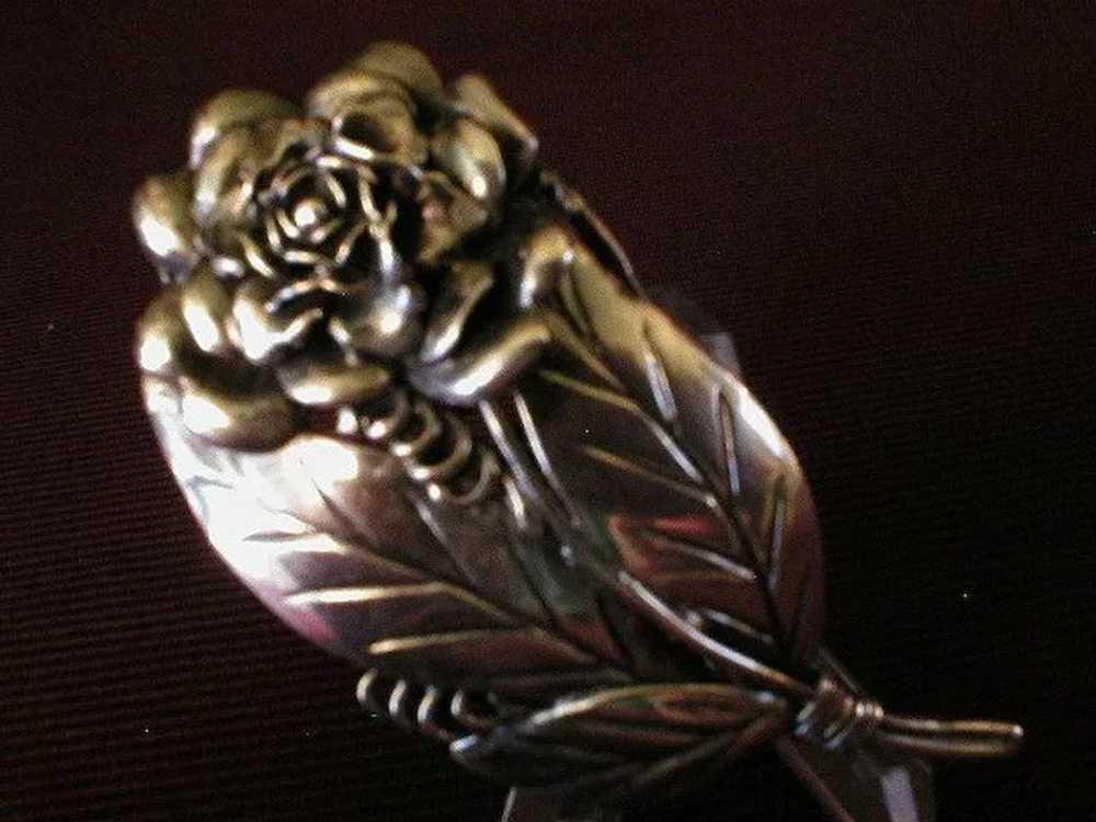 Hobe Sterling Floral Bouquet Brooch w/Large Rose … - image 2