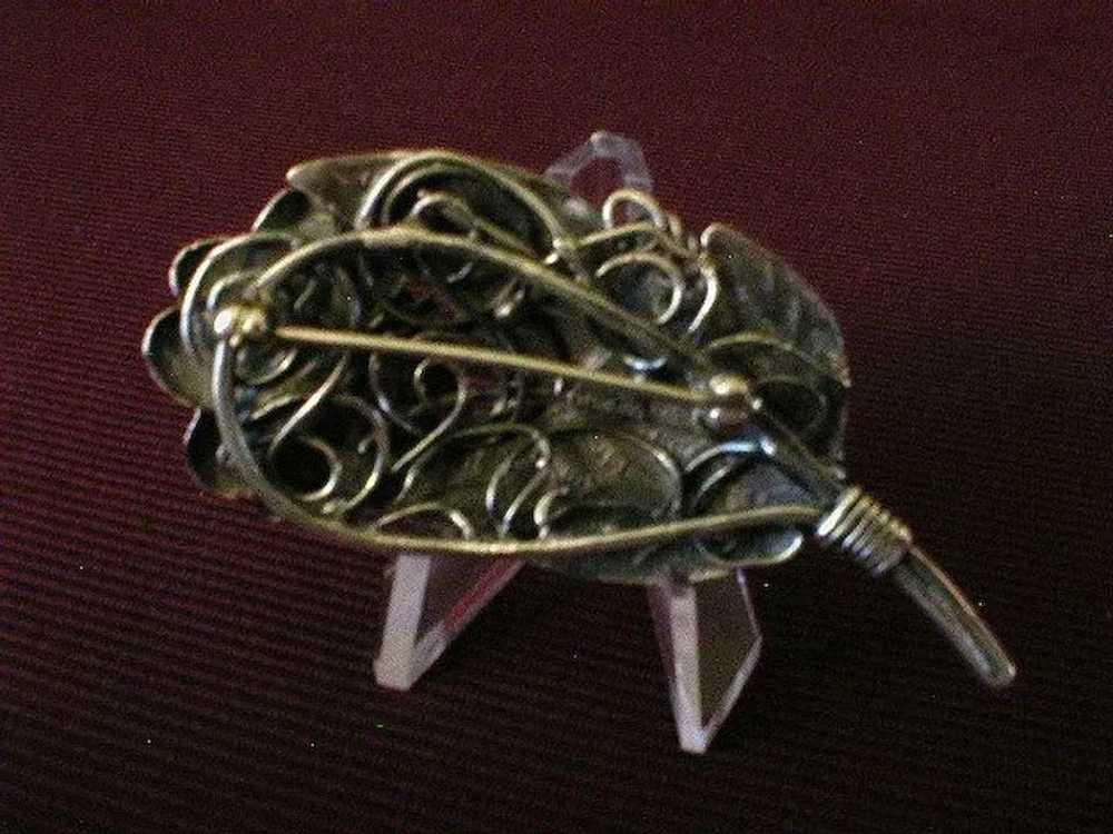 Hobe Sterling Floral Bouquet Brooch w/Large Rose … - image 3