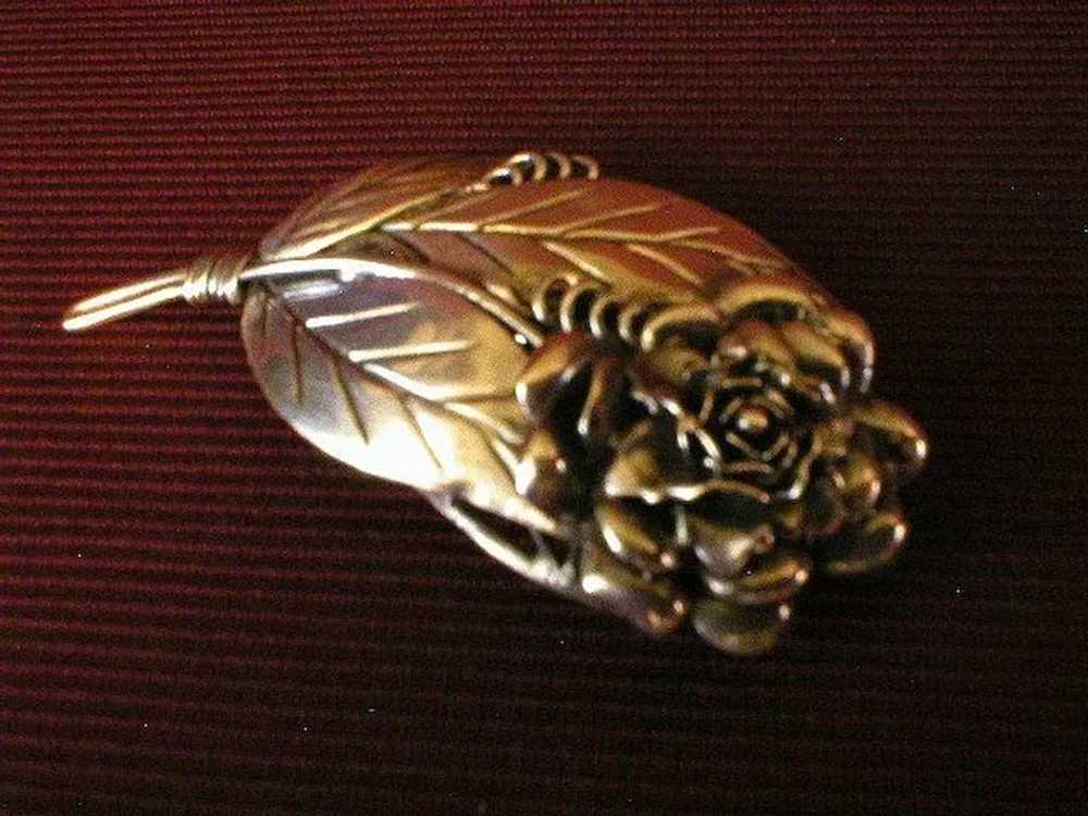 Hobe Sterling Floral Bouquet Brooch w/Large Rose … - image 5