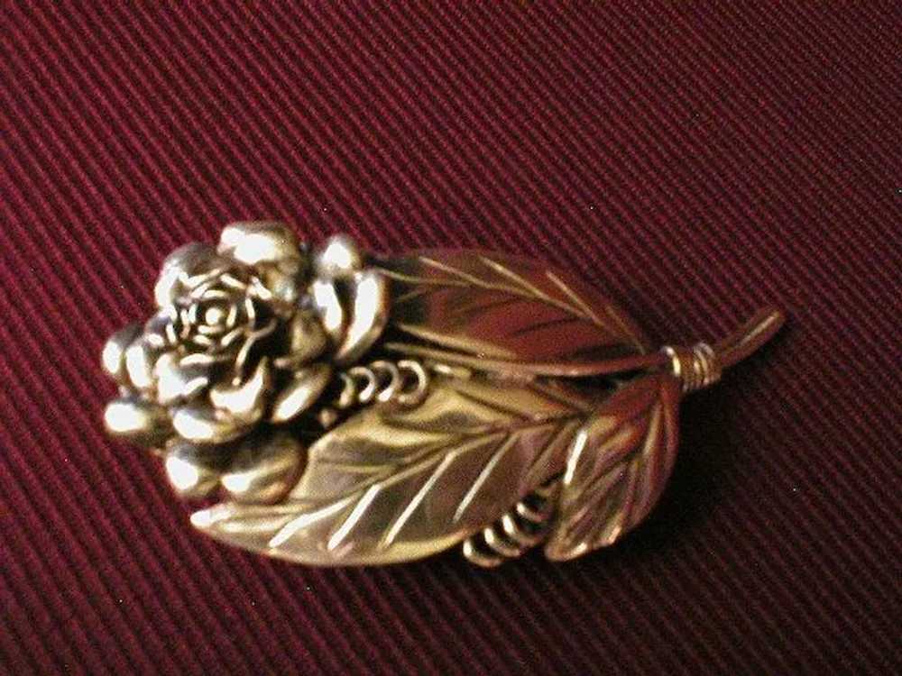 Hobe Sterling Floral Bouquet Brooch w/Large Rose … - image 6