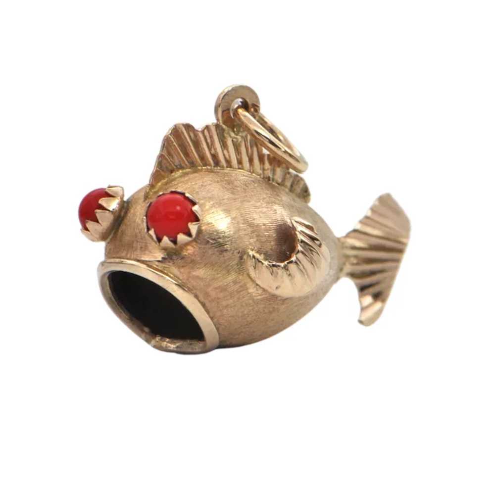 Vintage 10k Gold Puffer Fish Charm - image 2