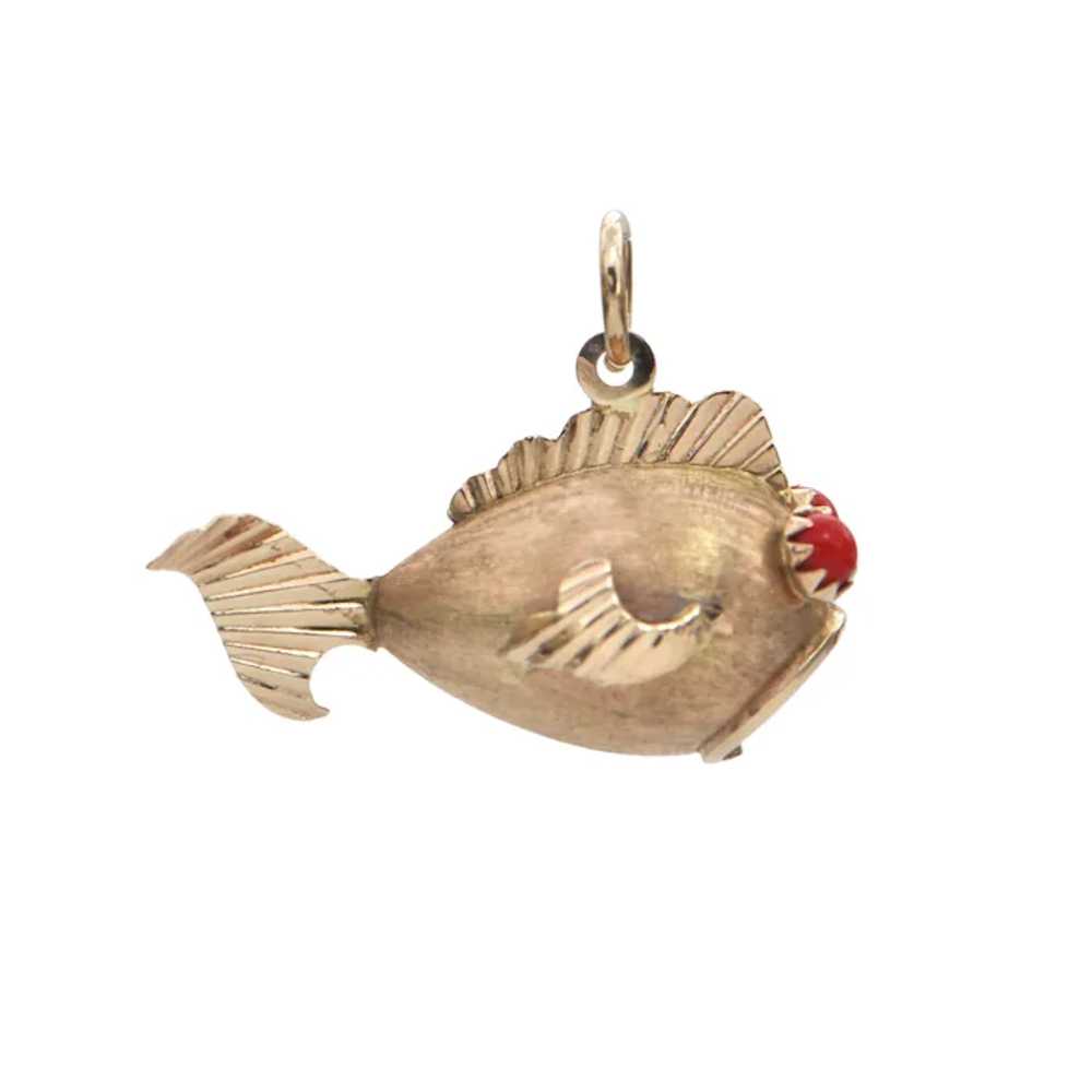 Vintage 10k Gold Puffer Fish Charm - image 3