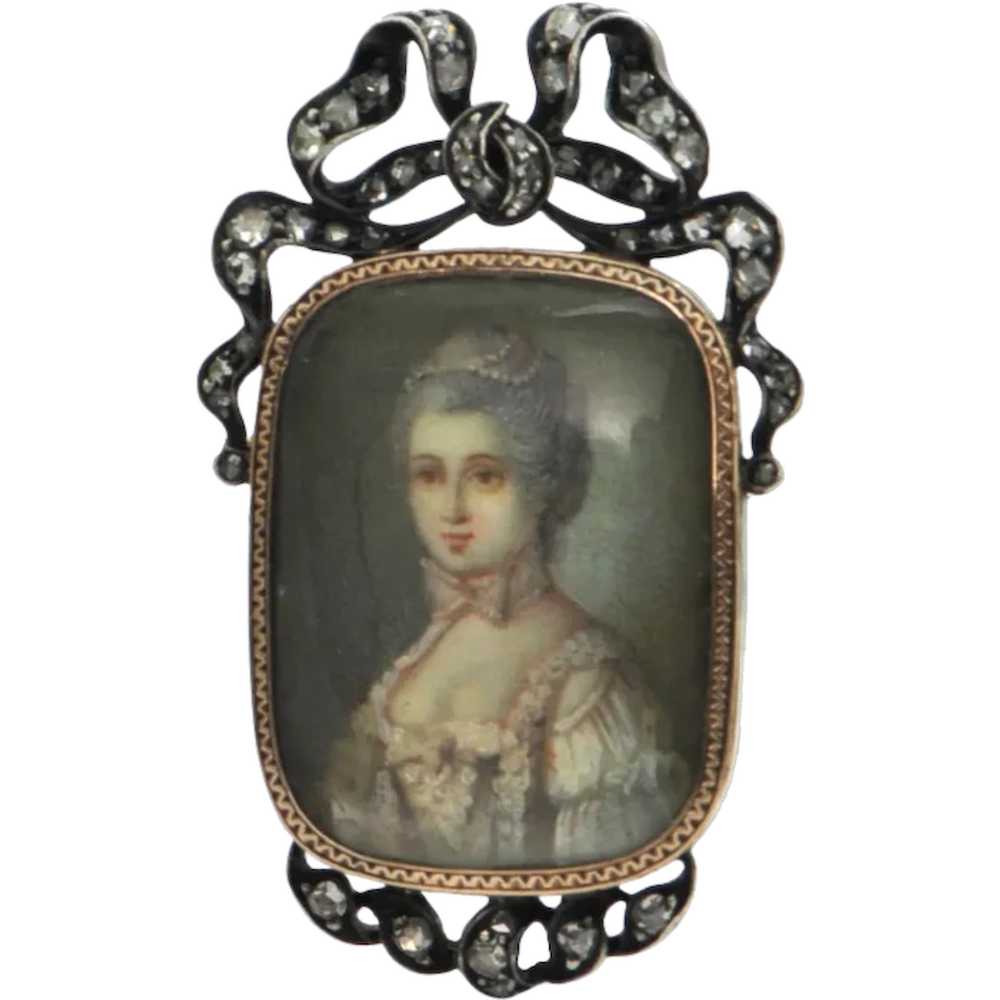 Antique Georgian Diamond-Set Portrait Miniature B… - image 1