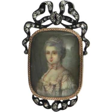Antique Georgian Diamond-Set Portrait Miniature B… - image 1