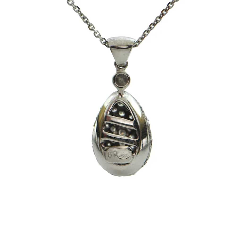 18K White Gold Pave Diamond Egg Pendant - image 2