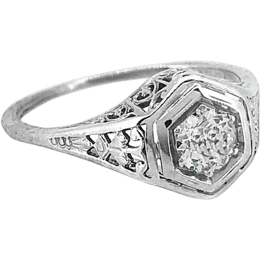 Art Deco .35ct. Diamond Antique Engagement Ring O… - image 1