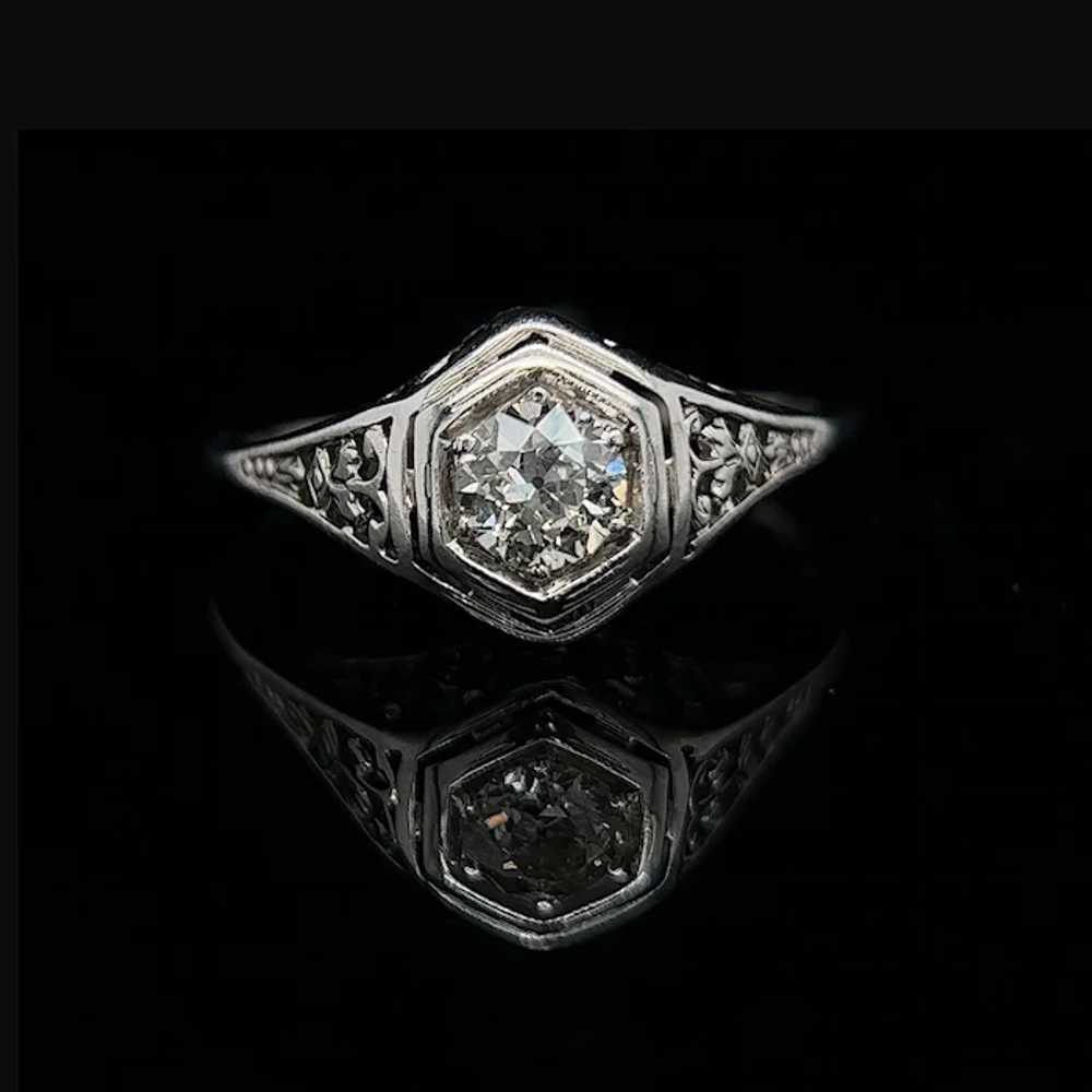 Art Deco .35ct. Diamond Antique Engagement Ring O… - image 2