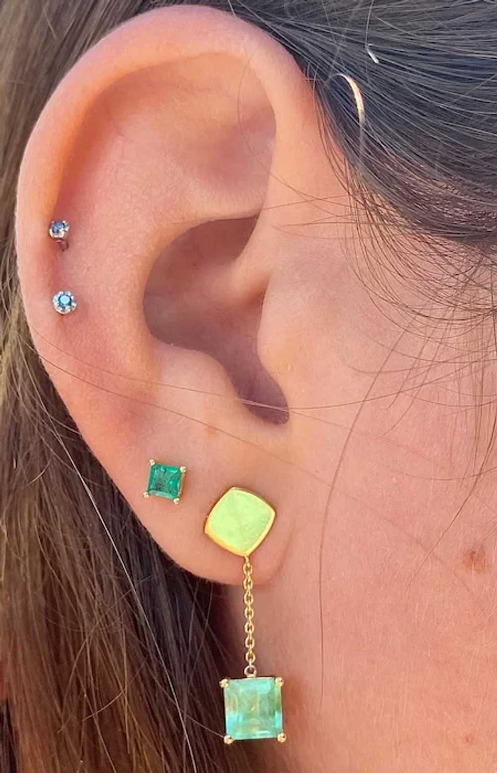 Natural Colombian Emerald Square Cut drop Earring… - image 4