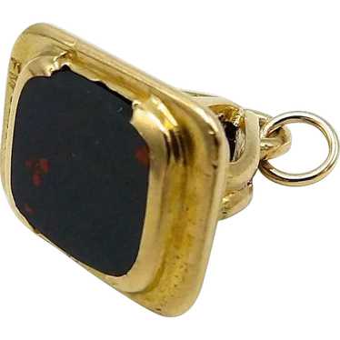 9kt Gold and Bloodstone Watch Fob Pendant, Circa … - image 1