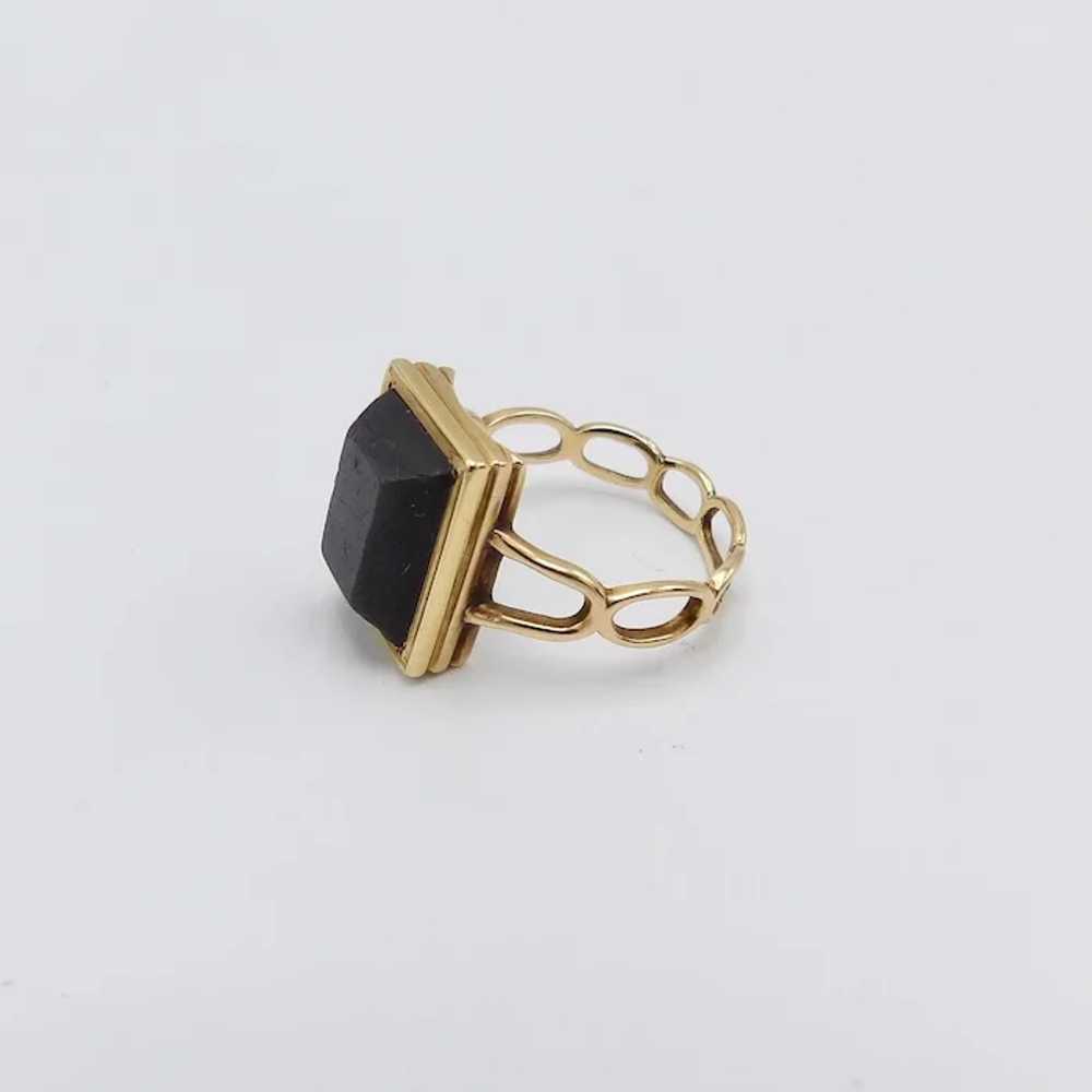 Early Victorian Era 18K Gold Touchstone Ring - image 3