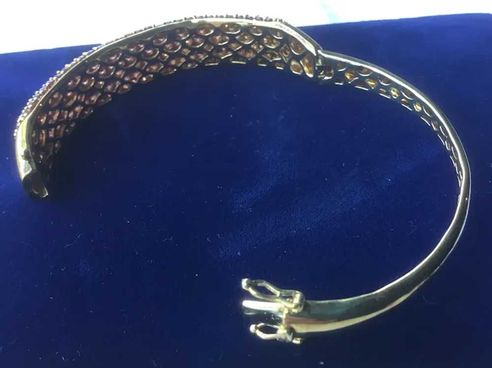 Sterling Silver Vermeil Hinged Clamper Bracelet P… - image 5