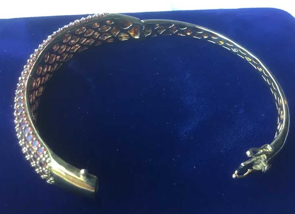 Sterling Silver Vermeil Hinged Clamper Bracelet P… - image 7
