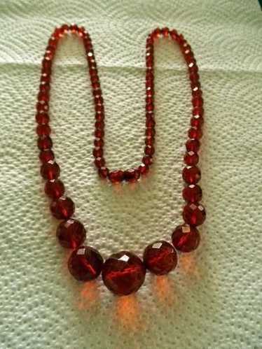 Gorgeous Cherry Amber Bakelite Faceted Necklace 28