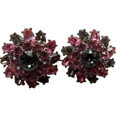 Crown Trifari Clip Back Sparkle Earrings - image 1